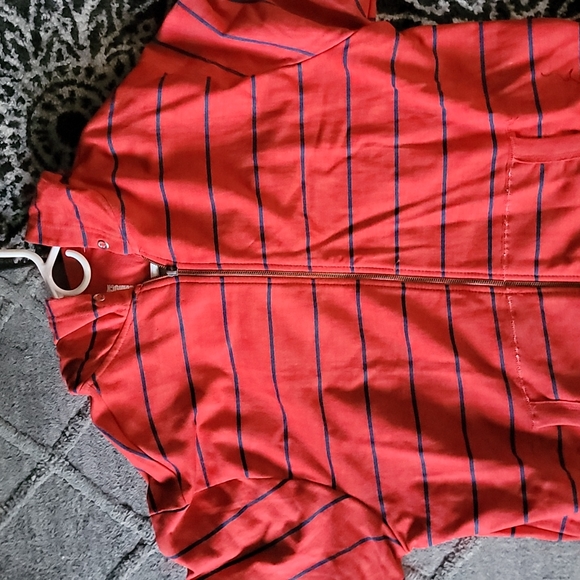 RED STRIP ZIP UP HOODIE - Picture 2 of 3